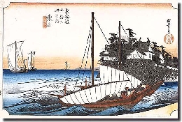 「宮」から海上七里の「桑名」の宿 歌川広重画(保永堂版) 三菱UFJ銀行所蔵